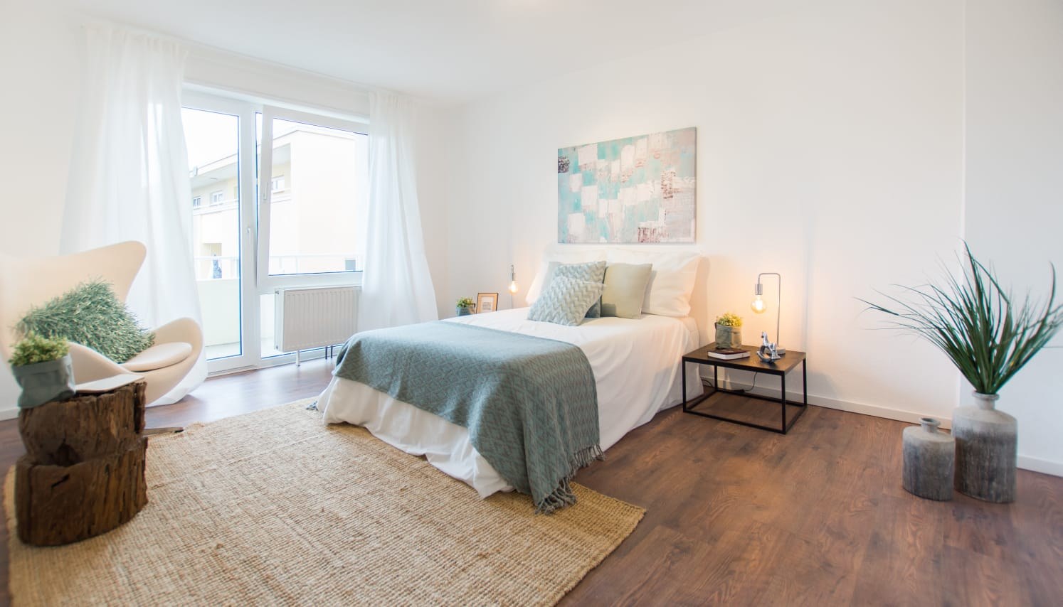 3-Zimmer-Wohnung mit Loggia und Balkon, Ludwigshafen-Gartenstadt — Schlafzimmer nach der Sanierung | Sanierung durch vivunt GmbH